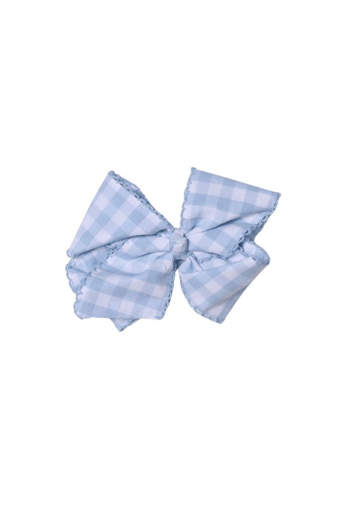 The Smocked Flamingo Apparel & Accessories Scalloped Edge Blue Gingham Bow