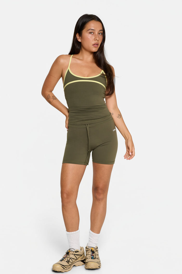 Scoop Contrast Cami - Olive/Lemon