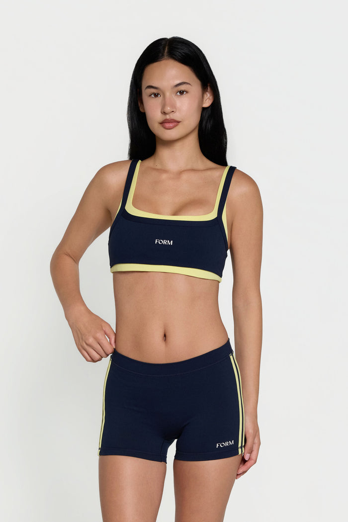 Scoop Layered Bra - Navy/Lemon