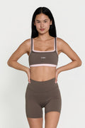 Scoop Layered Bra - Walnut/Pink