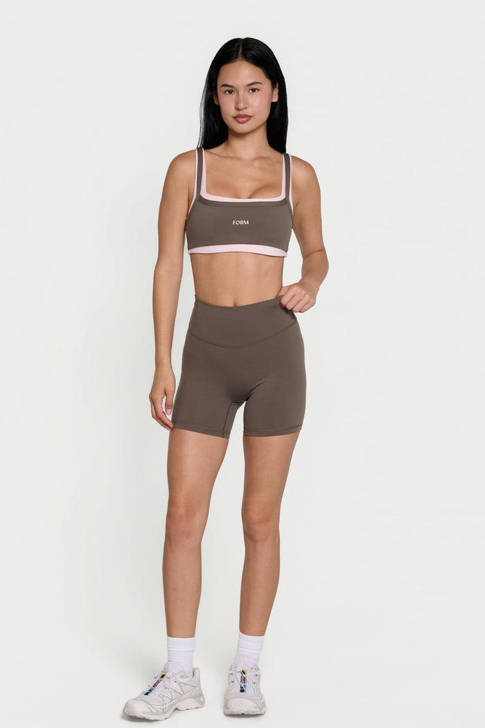 Scoop Layered Bra - Walnut/Pink