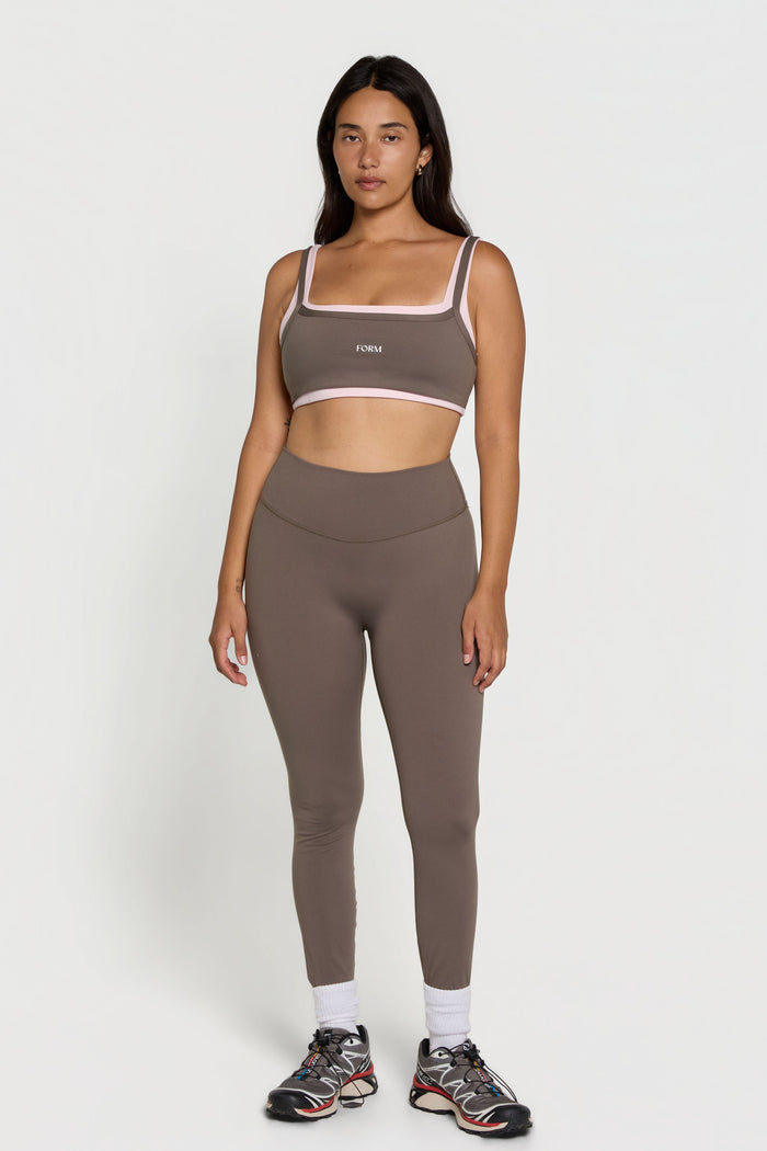 Scoop Layered Bra - Walnut/Pink