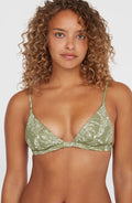 Seaside Tri Bikini Top | Green Textured Jungle