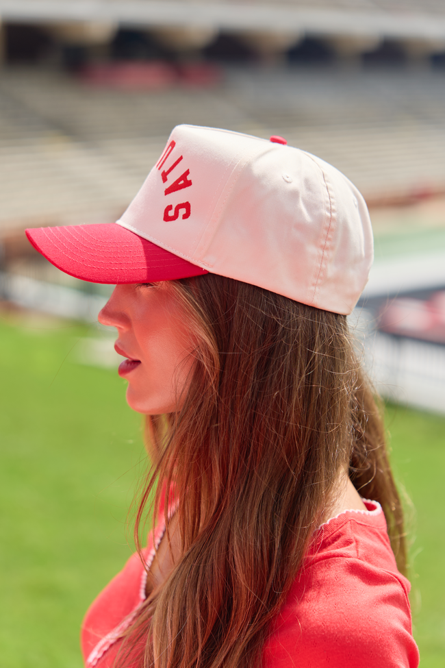 See You Saturday Red Embroidered Trucker Hat