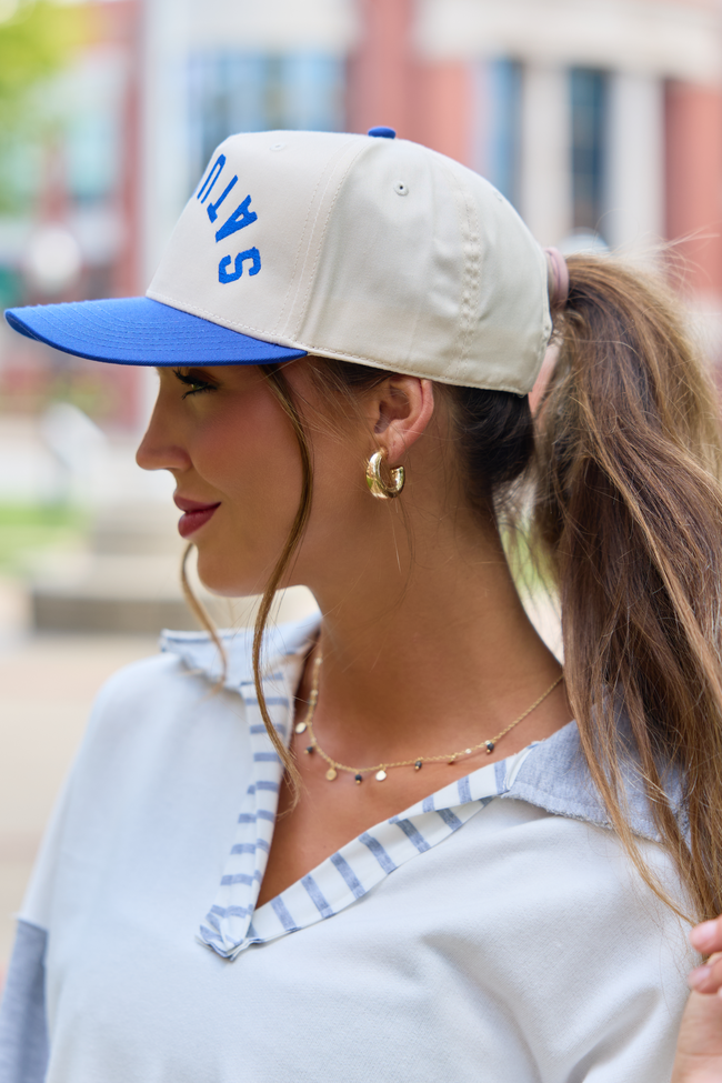 See You Saturday Royal Blue Embroidered Trucker Hat
