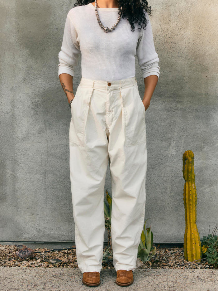 Dark Sea Green service trouser in bone