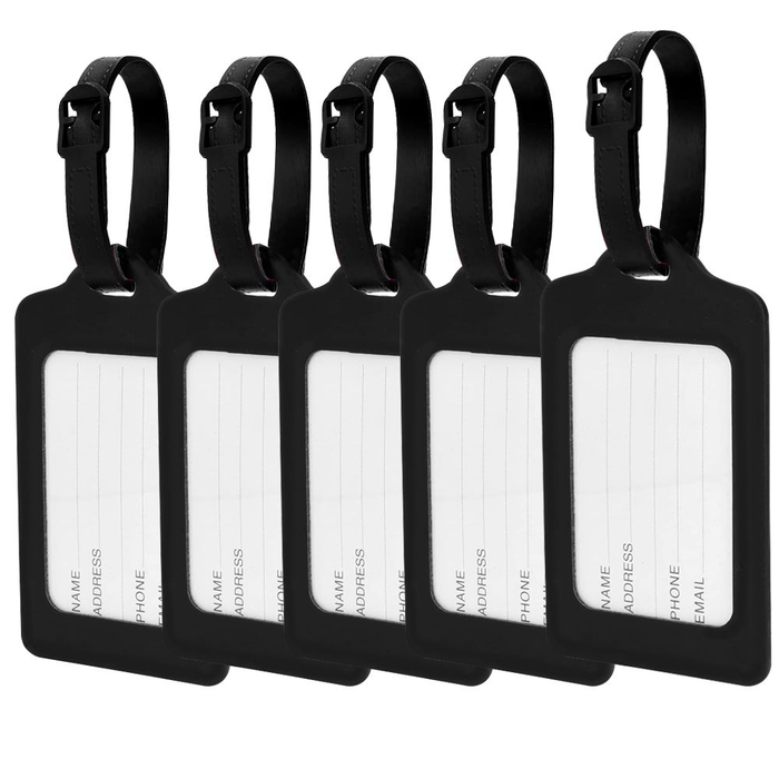 Set of 10 - Suitcase Luggage Tag Luggage Labels with Name ID Card ( Black)