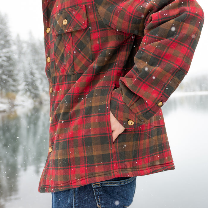 Sherpa Lined Flannel Shirt Mens Maple Leaf Tartan
