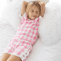 Short Sleeve Lounge Set - Pink Gingham - Sugar Bee Clothing