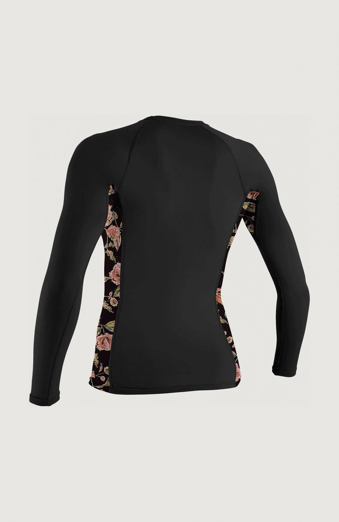 Side Print Long Sleeve Rash Guard | Black