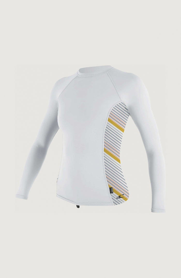 Side Print Long Sleeve Rash Guard | White