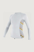Side Print Long Sleeve Rash Guard | White