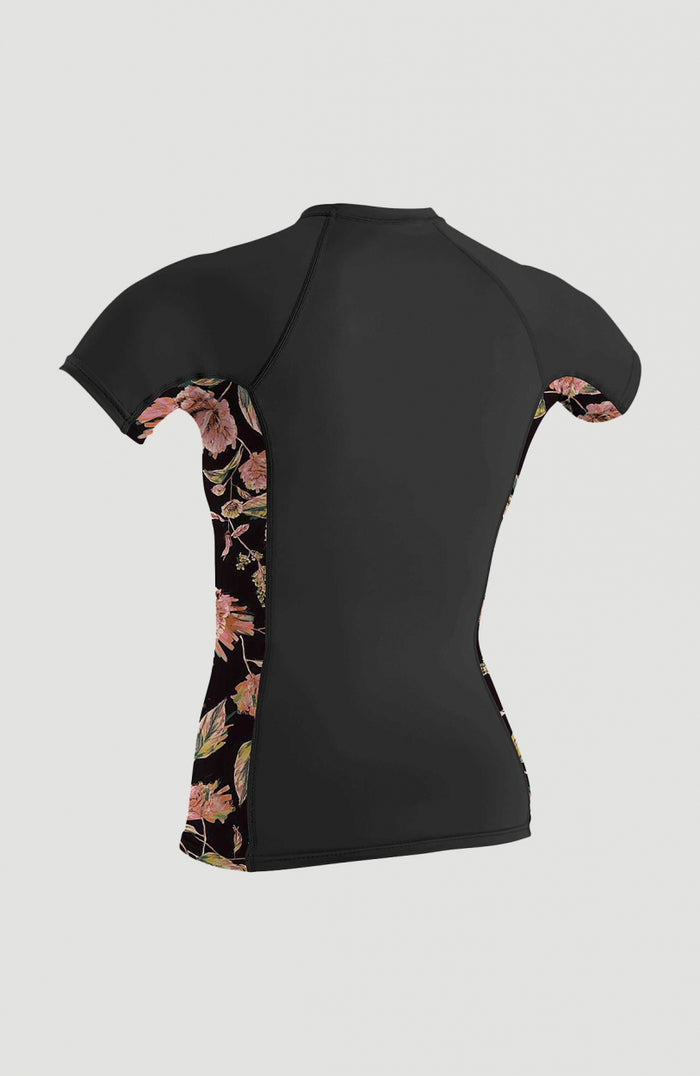 Side Print Short Sleeve Rash Guard | Black