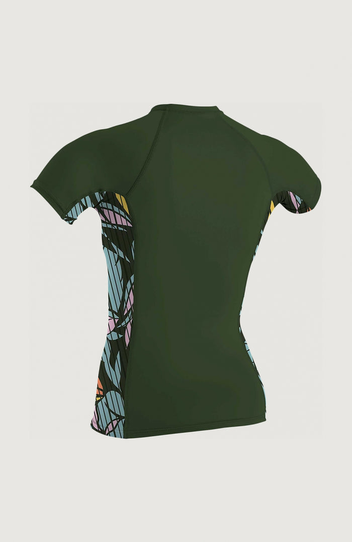 Side Print Short Sleeve Rash Guard | Dark Green