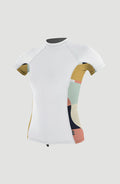 Side Print Short Sleeve Rash Guard | WHITE/JASMINE