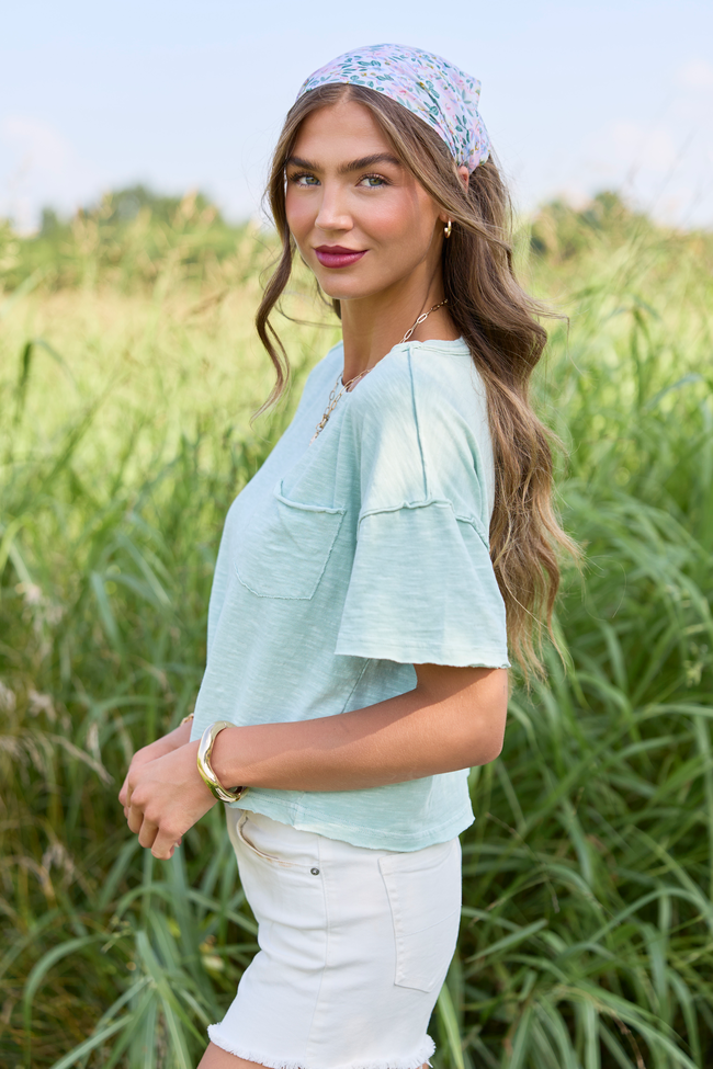Simple Moments Mint Short Sleeve Knit Top