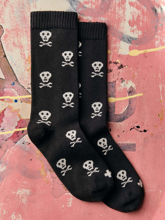 Black skull sock in charcoal