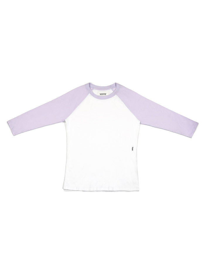 Slim Fitted Raglan Baseball T-shirt - Lavender/white