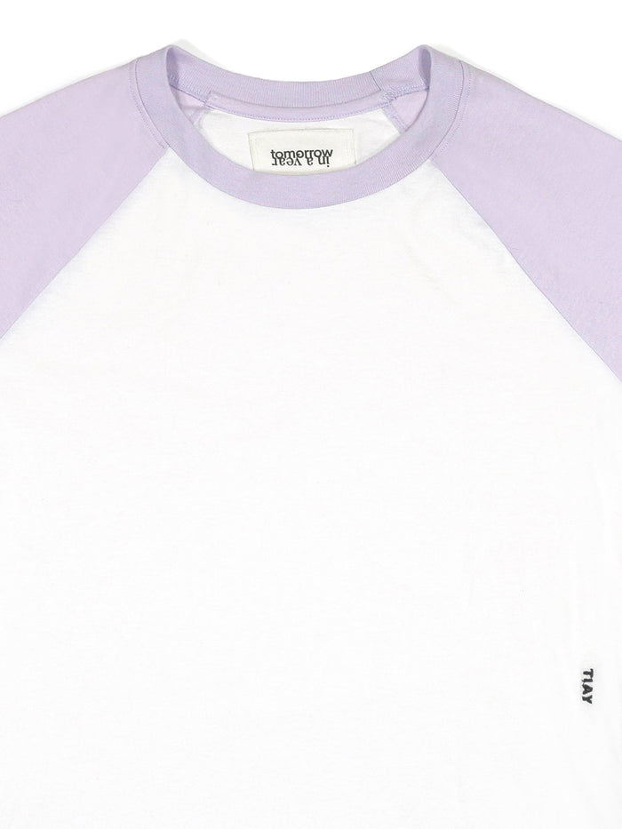 Slim Fitted Raglan Baseball T-shirt - Lavender/white