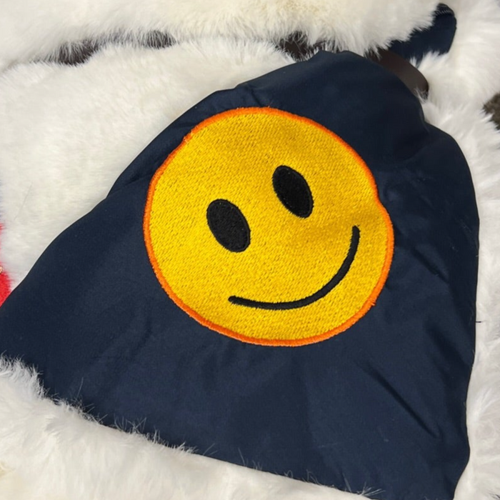 Smiley Face on White Faux Fur Lap Blanket
