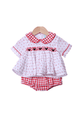 The Smocked Flamingo Apparel & Accessories Smocked Mouse Red Gingham Swiss Dot Diaper Set