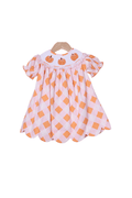 The Smocked Flamingo Children's Clothing Smocked Pumpkin Pink and Orange Buffalo Check Dress