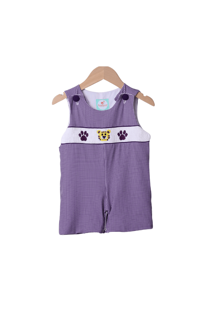 The Smocked Flamingo Apparel & Accessories Smocked Purple/Gold Tiger Jon Jon