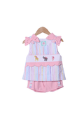 The Smocked Flamingo Apparel & Accessories Smocked Zoo Fun Scalloped Short Set