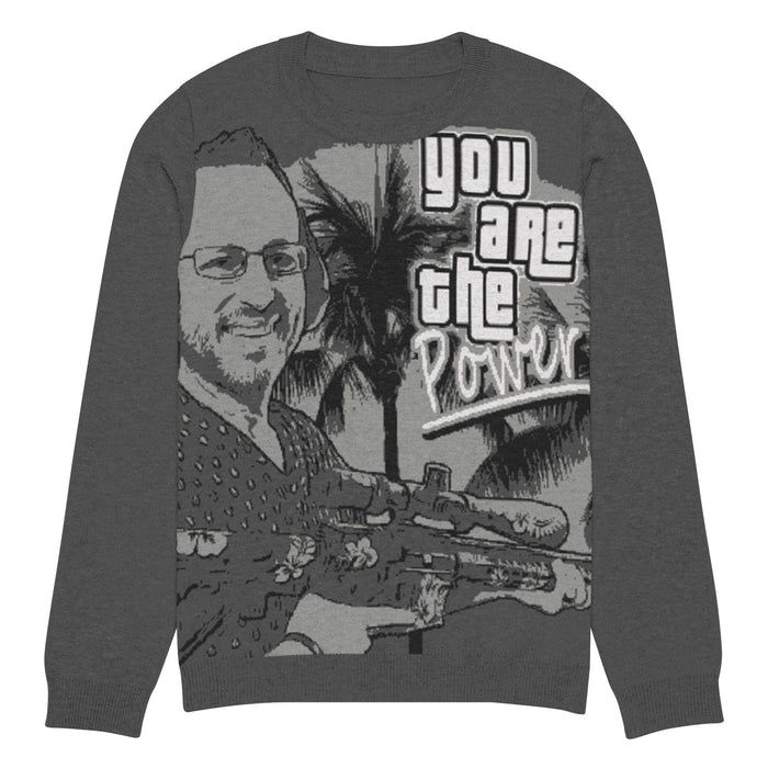 Spike Cohen You are the Power Knitted crew neck sweater