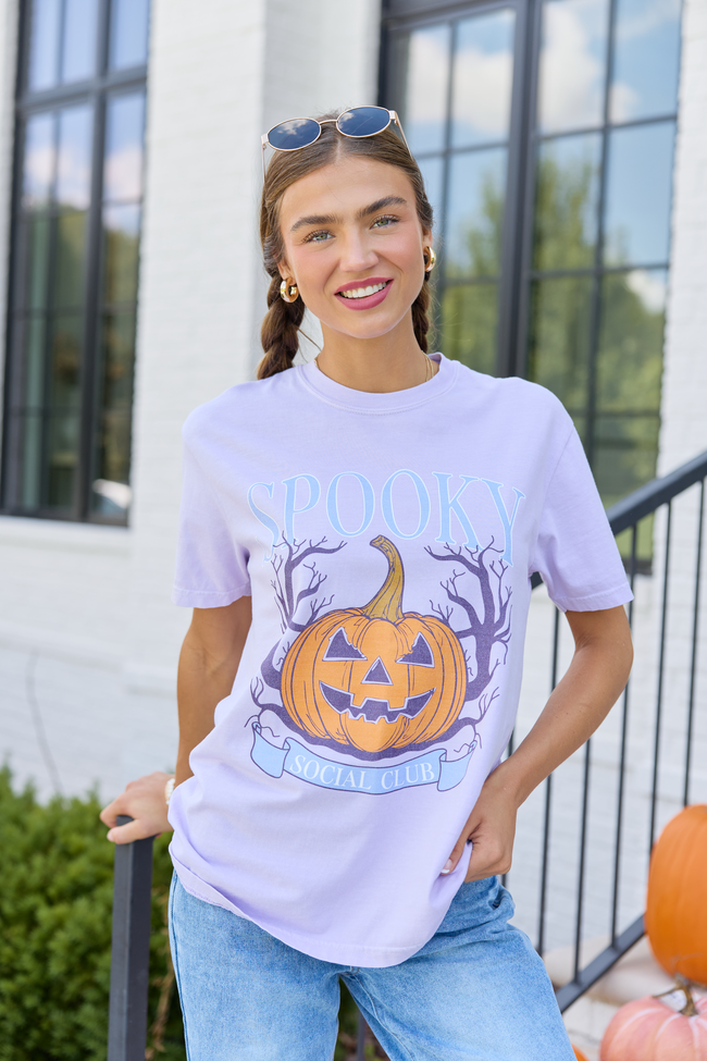 Spooky Social Club Light Purple Comfort Colors Graphic Tee