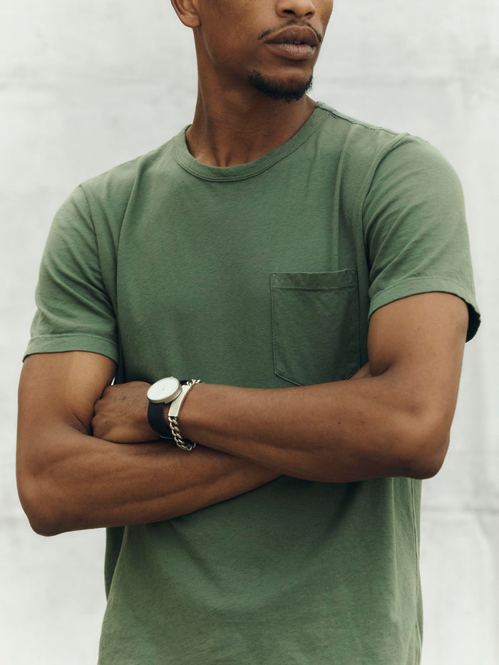 Light Gray spruce knit pocket tee