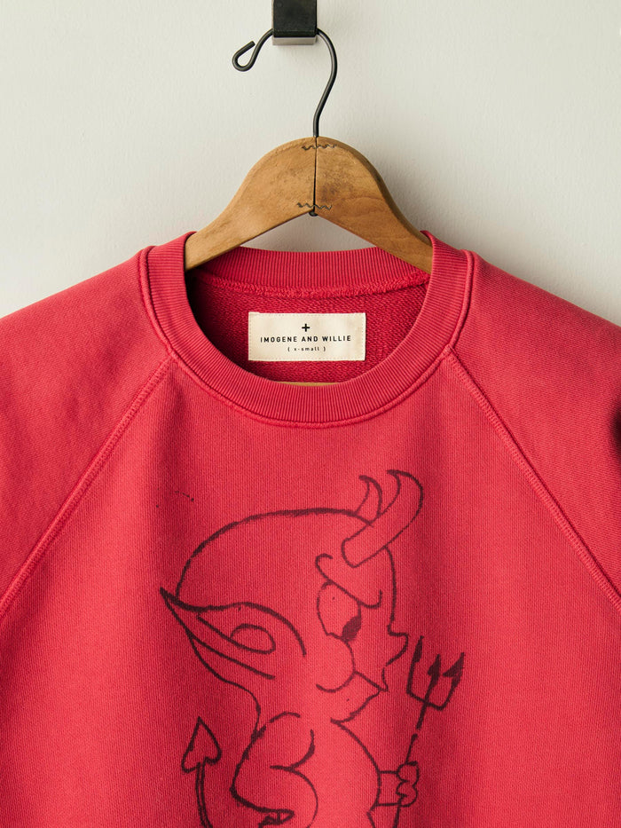 Maroon s/s "lil' devil" raglan sweatshirt