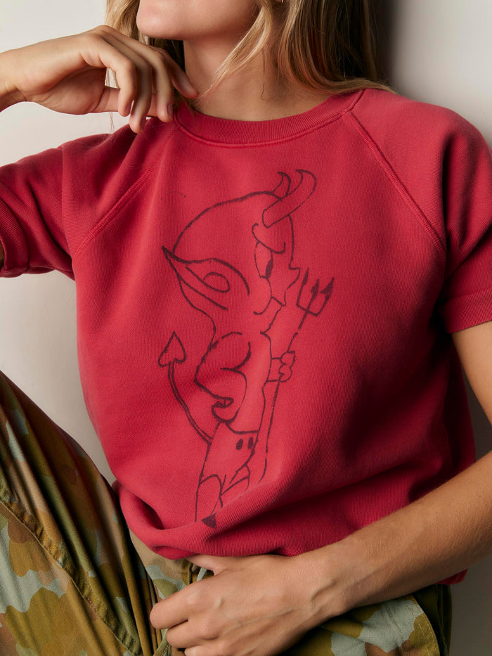 Firebrick s/s "lil' devil" raglan sweatshirt