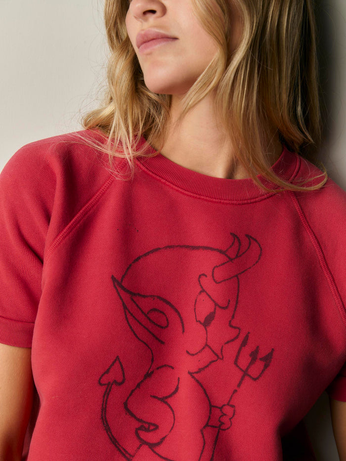 Brown s/s "lil' devil" raglan sweatshirt