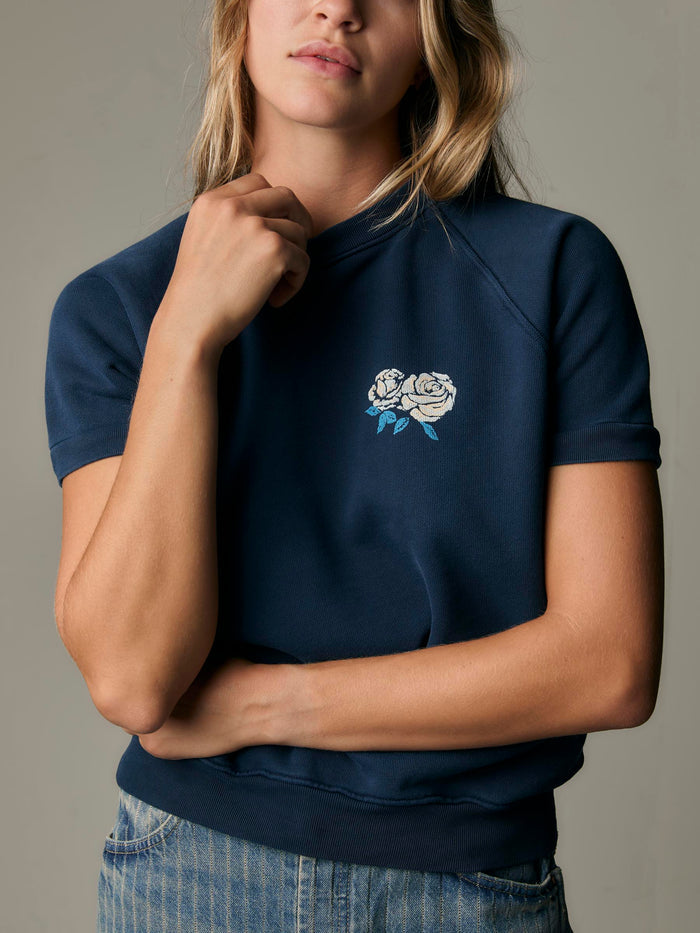 Dark Sea Green s/s "roses" raglan sweatshirt