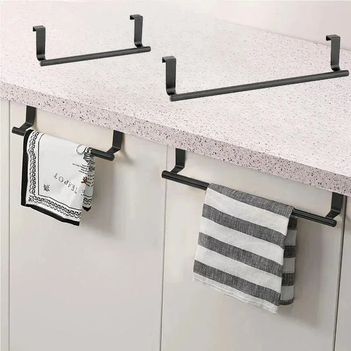 Stainless Steel Over-Door Towel Rack - Bathroom and Kitchen Storage Organizer