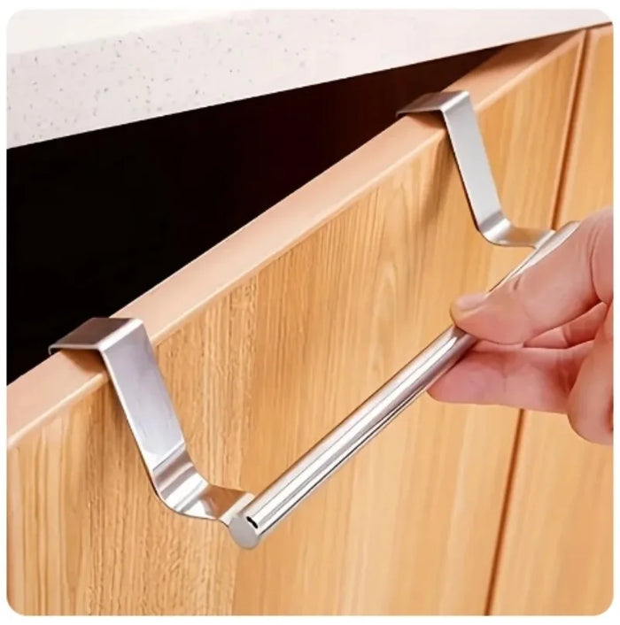Stainless Steel Over-Door Towel Rack - Bathroom and Kitchen Storage Organizer