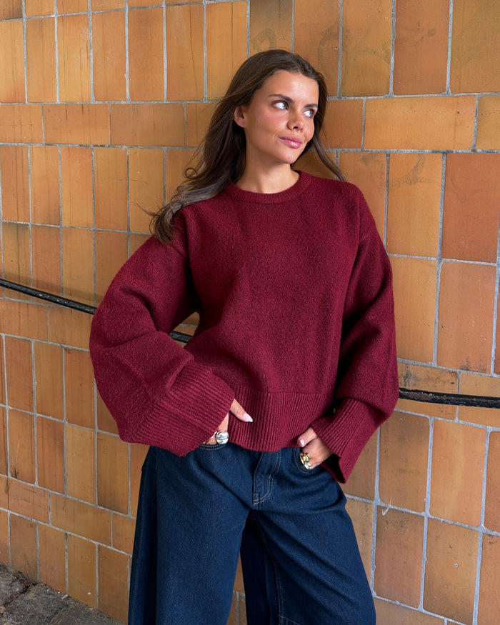 STINE OVERSIZE KNIT - BORDEAUX - Dinvintageshop