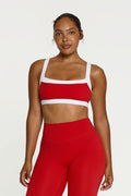 Straight Neck Bra  - Cherry/White