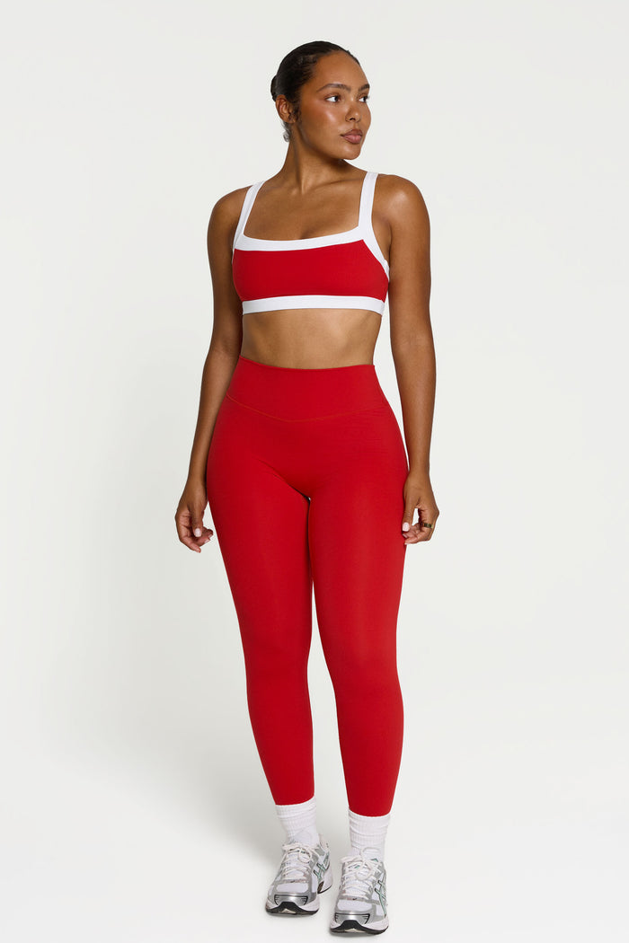 Straight Neck Bra  - Cherry/White