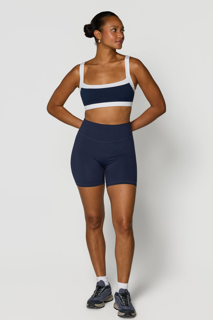 Straight Neck Bra - Navy/White