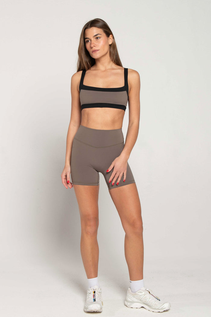 Straight Neck Bra  - Walnut/Black