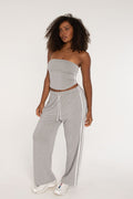 Stripe Tube Top - Heather Grey/White
