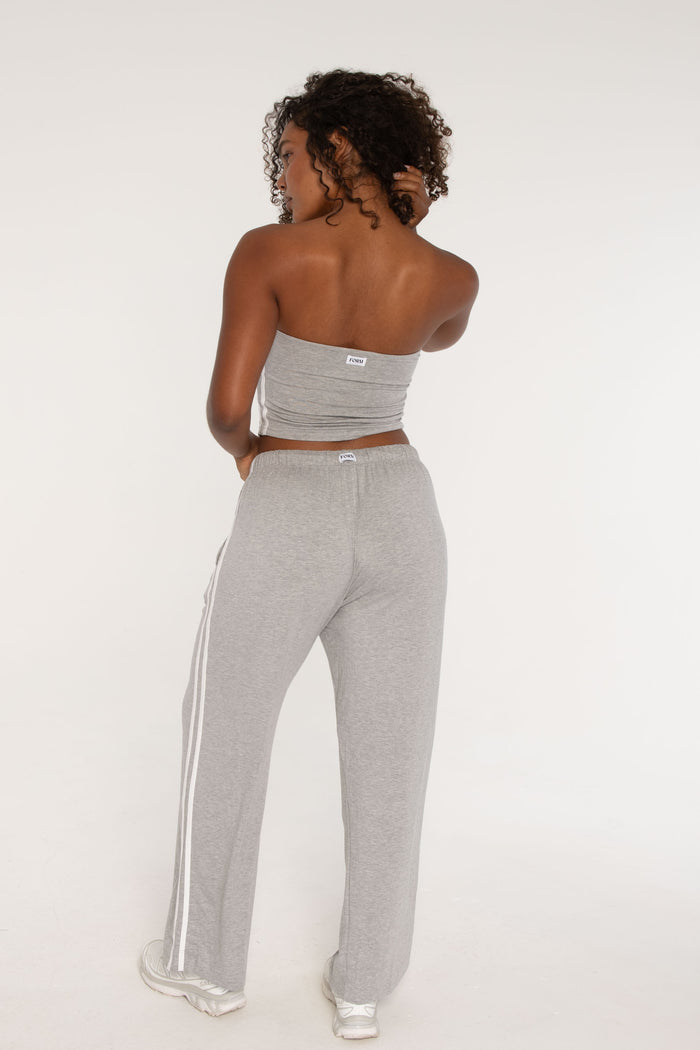 Stripe Tube Top - Heather Grey/White