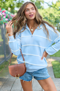 Sunday Stripe Club Light Blue Quarter Zip