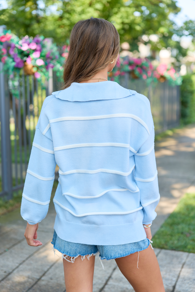Sunday Stripe Club Light Blue Quarter Zip