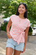Sweet On Stripes Orange Striped Tie Front Tee