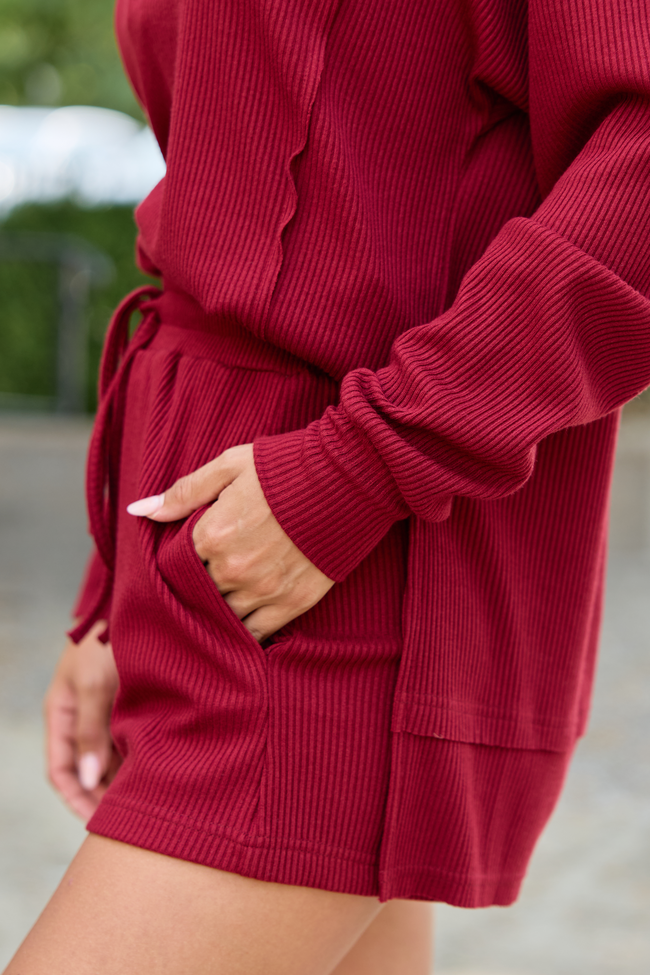 Take Five Waffle Knit Short Burgundy