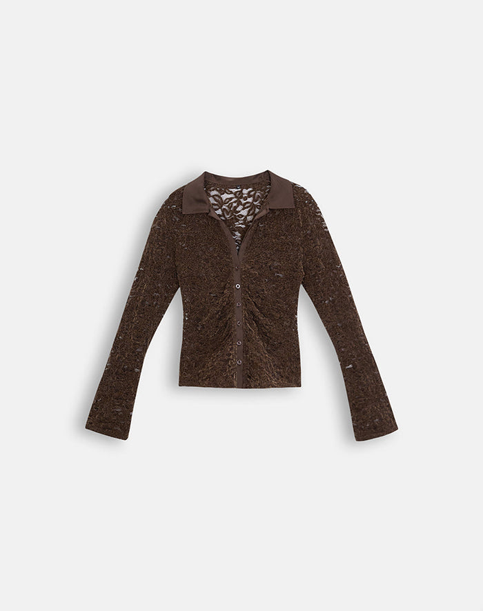 Image of Tamy Fitted Shirt in Lace Brown