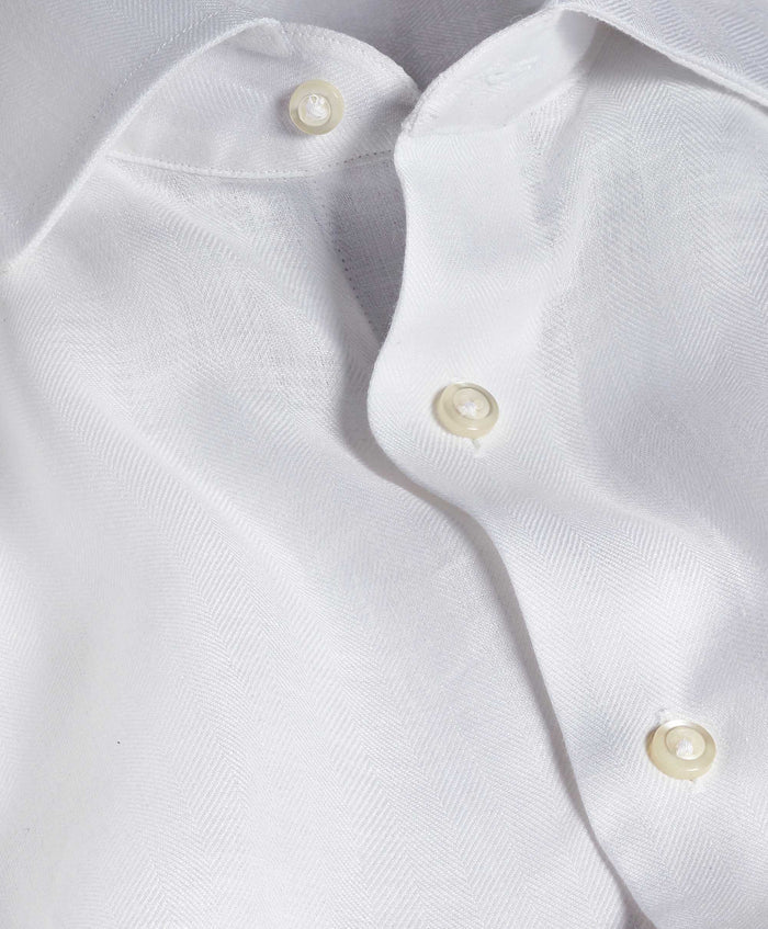 TBMS12109110 | White Linen Dress Shirt
